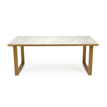 Stalux Eettafel 'Joop' 180 x 100cm, kleur goud / wit marmer